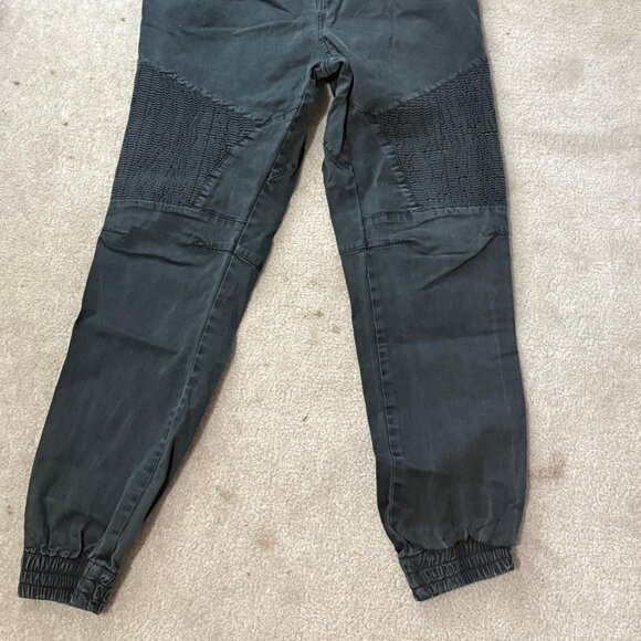 Men’s Moto Jogger Pants – Dark Grey Stretch Ribbed Knee Cargo-Style Joggers - Picture 4 of 4